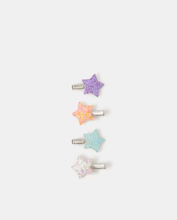 4-PACK GIRLS GLITTER STAR HAIR CLIPS