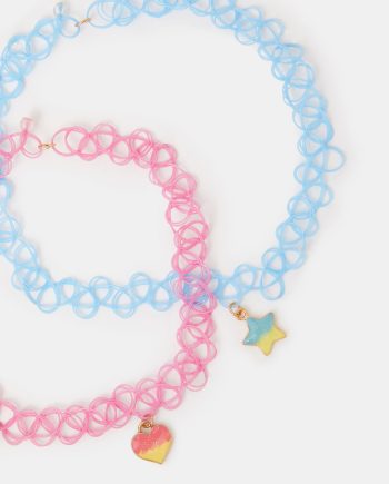 2-PACK GIRLS HEART CHOKER NECKLACES