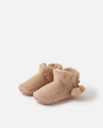 FLUFFY BRAIDED SLIPPER BOOTS NATURAL