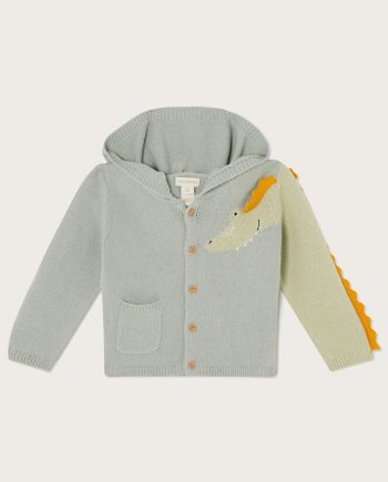 Newborn Crocodile Hooded Cardigan Green