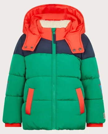 Colourblock Hooded Puffer Jacket Multi