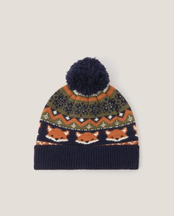 Fox knit beanie hat multi