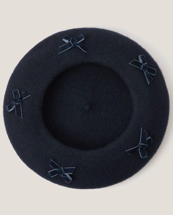 Bow wool beret blue