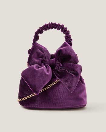Bow velvet pouch bag