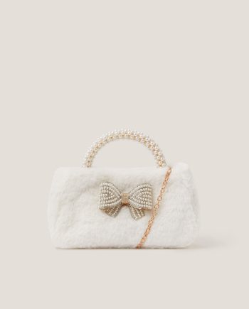 Fluffy pearl handle bag