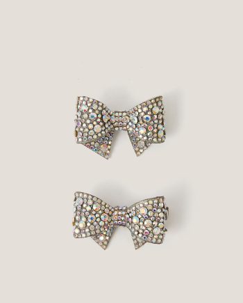 2-pack rhinestone bow hair clips