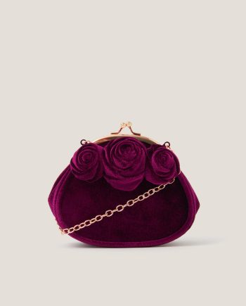 Rose velvet clip frame bag