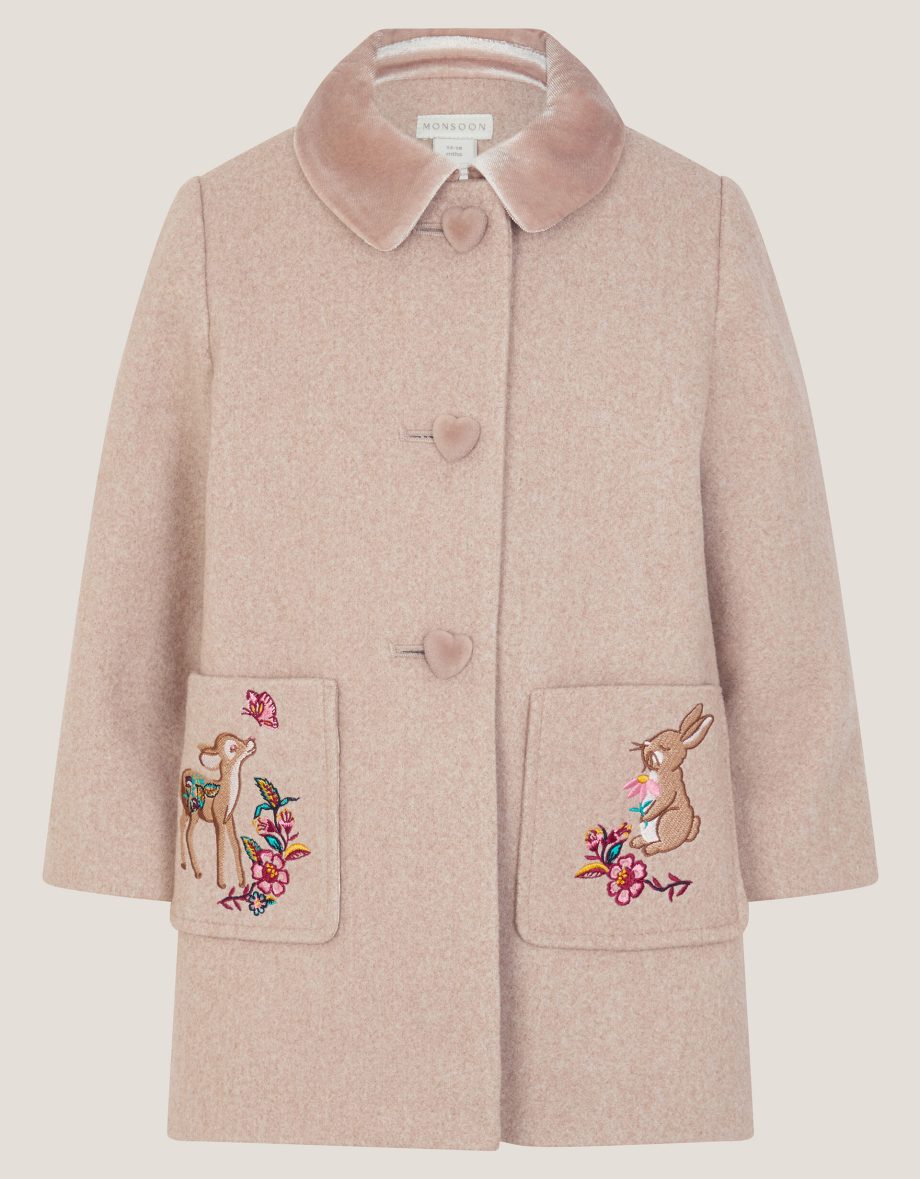 Baby embroidered pocket coat camel