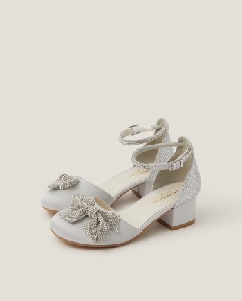 Sparkle bow two-part heels silver