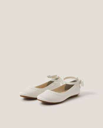 Sara pearly bow ballet flats ivory