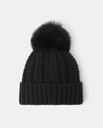 POM-POM BEANIE HAT BLACK