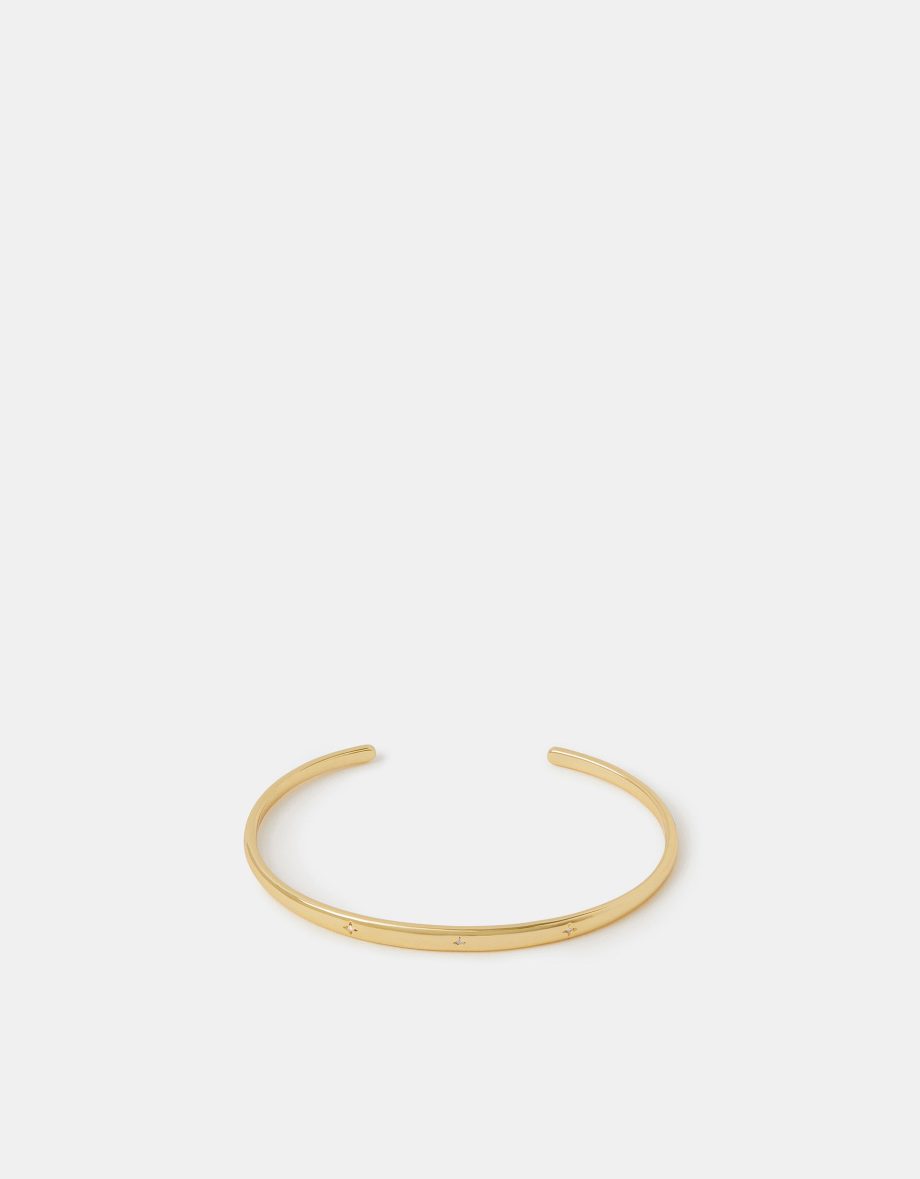 14CT GOLD-PLATED DIAMANTÉ STAR BANGLE