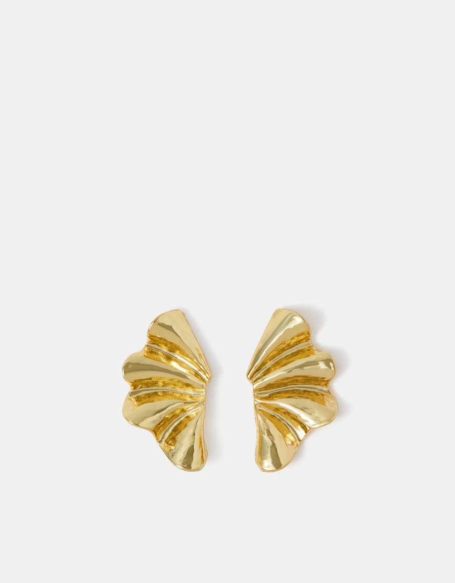 14ct Gold-Plated Molten Fan Stud Earrings