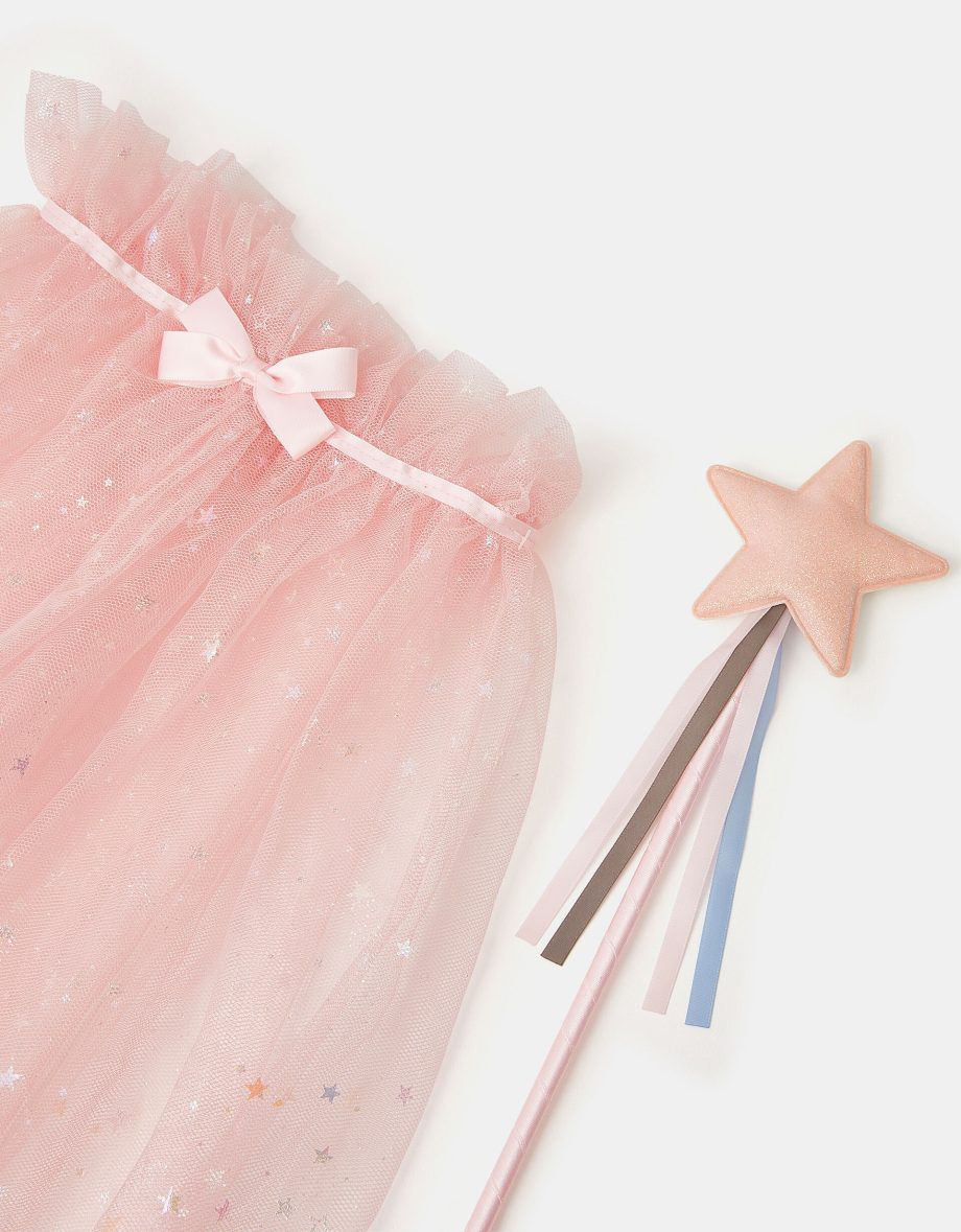 GIRLS TULLE FAIRY CAPE & WAND SET