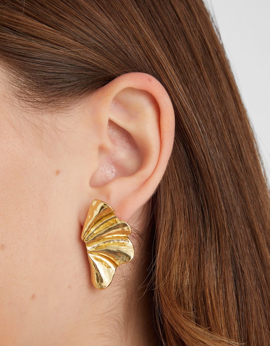 14ct Gold-Plated Molten Fan Stud Earrings