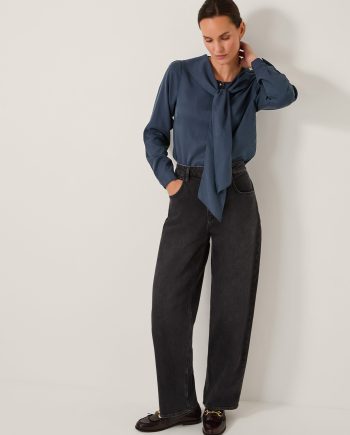Drew tie-neck blouse blue