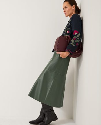 Pippa Faux Leather Midi Skirt Green