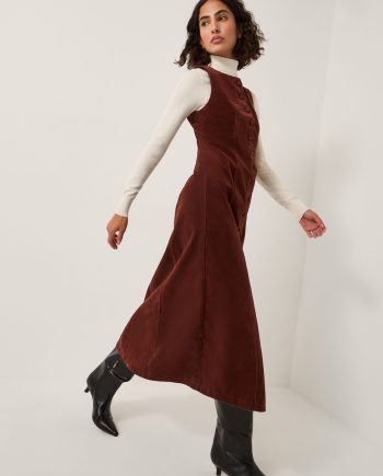 Rubi sleeveless scallop midi dress red