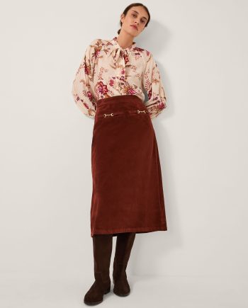 Lana Suedette Midi Skirt Red