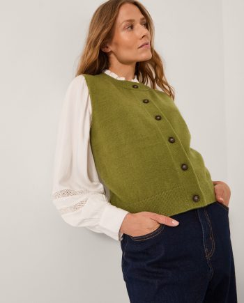 Brooke button knit tank top green
