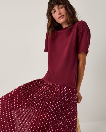 Senya jersey polka dot midi dress red