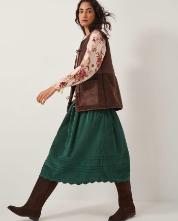 Mina Corduroy Midi Skirt Green