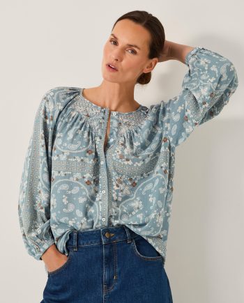 Mandy Paisley Print Blouse Blue
