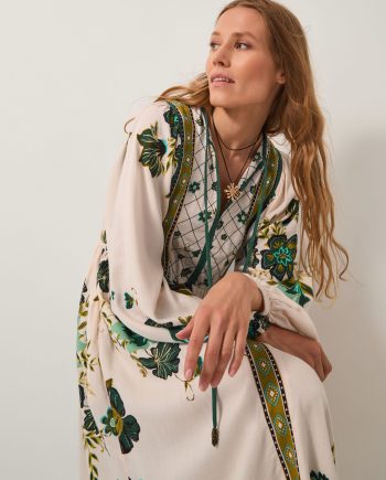 Zenya Floral Print Midi Dress Green
