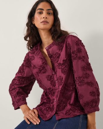 Blair floral appliqué blouse red