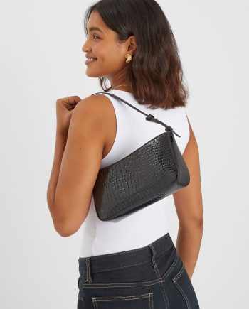 FAUX CROC SHOULDER BAG
