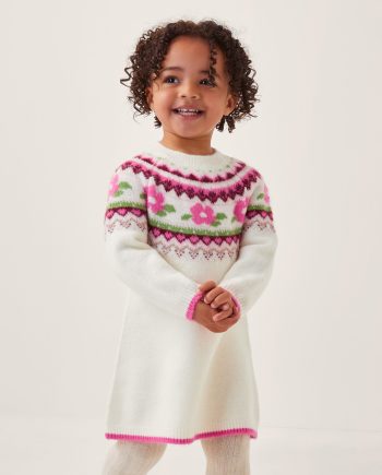 Baby floral fair isle jumper dress ivory