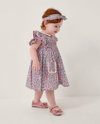 Baby Savannah Floral Dress & Headband Set Pink