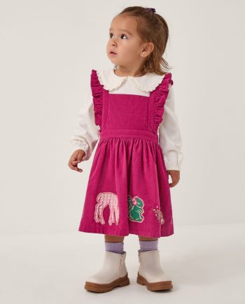 Baby Top & Corduroy Pinafore Dress Set Red