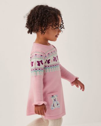 Baby bear pocket knit dress pink