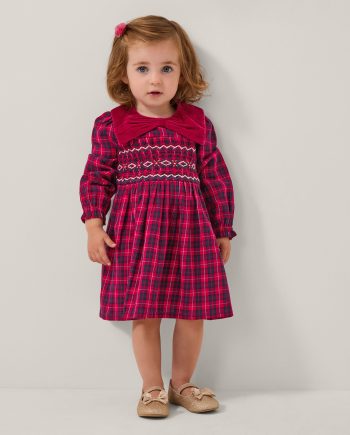 Baby Tartan Smock Dress Red