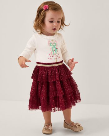 Baby christmas tree disco dress red