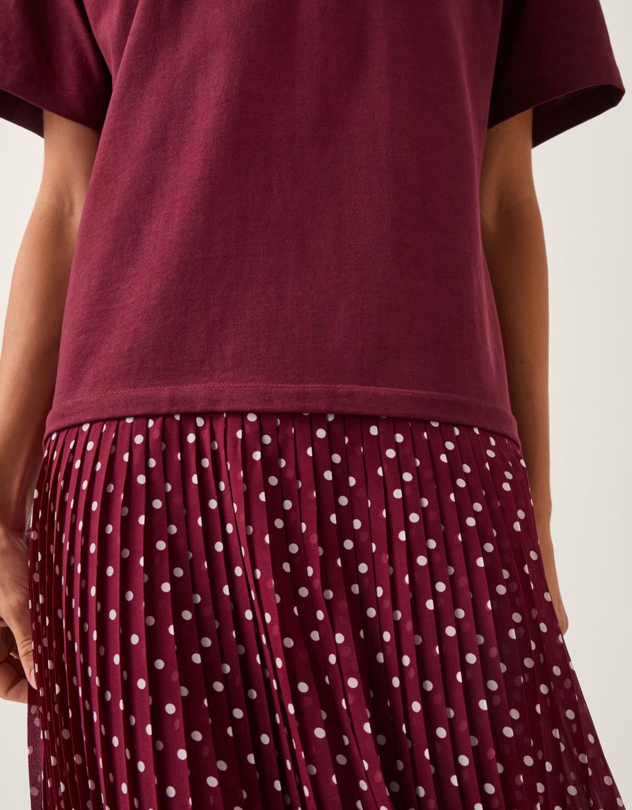 Senya jersey polka dot midi dress red