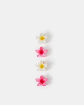 4-PACK MINI TROPICAL FLOWER CLAW CLIPS