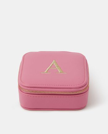 MINI SQUARE INITIAL JEWELLERY BOX PINK