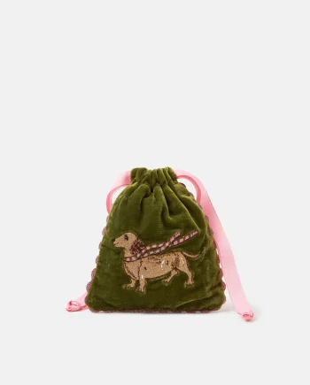 Sausage Dog Velvet Drawstring Pouch