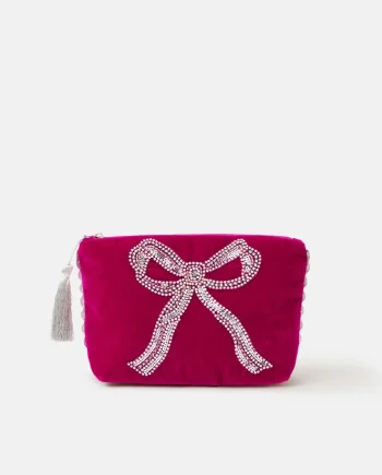 Sequin Bow Velvet Pouch