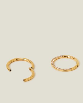 2-PACK 14CT GOLD-PLATED SURGICAL STEEL SEPTUM HOOPS