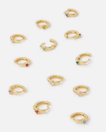 4-PACK 14CT GOLD-PLATED BIRTHSTONE CELESTIAL EARRINGS GOLD