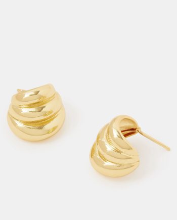14CT GOLD-PLATED RIDGE CURVE DROP EARRINGS