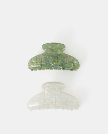2-PACK IRIDESCENT TILE RESIN CLAW CLIPS