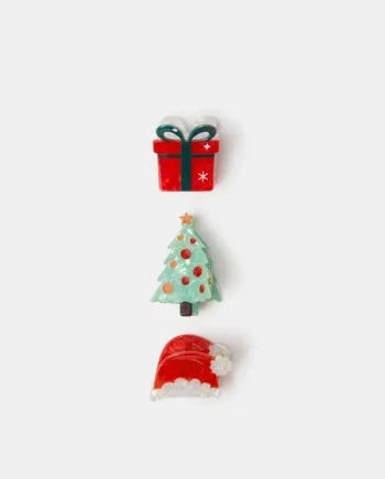 3-Pack Mini Christmas Claw Clips