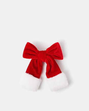 Fluffy Velvet Christmas Bow Hair Clip