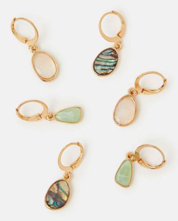 3-Pack Mini Stone Drop Hoop Earrings