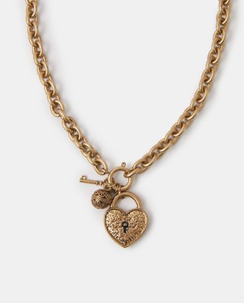 CHUNKY HEART PADLOCK CHARM NECKLACE