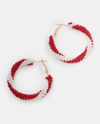 Beaded Candy Cane Hoop Earrings